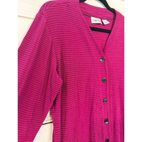 Chico's Travelers Size 2 Pink Black Cardigan Buttons - Picture 5 of 5
